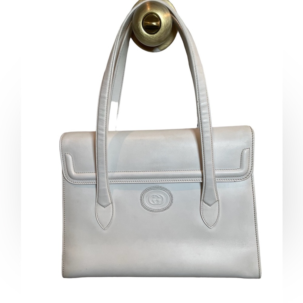 FIRM ❤️ AMAZING Vintage Gucci Interlocking GG Logo Flap Front Leather Satchel